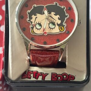 Betty Boop Red Glitter Face Watch